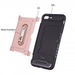 Wholesale iPhone 8 Plus / 7 Plus Rugged Kickstand Armor Case with Card Slot (Rose Gold)